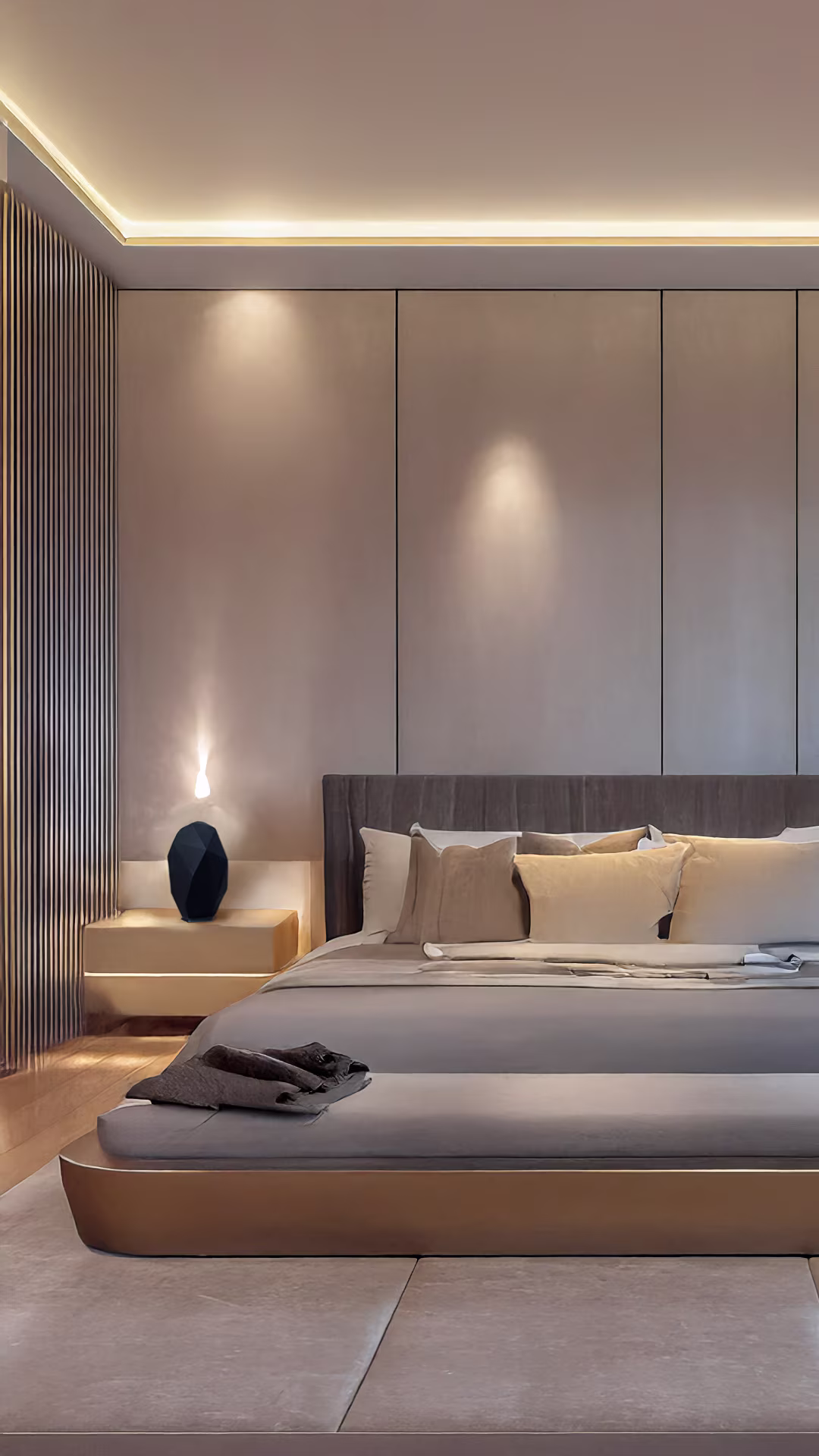 Luxury bedroom with elegant speaker